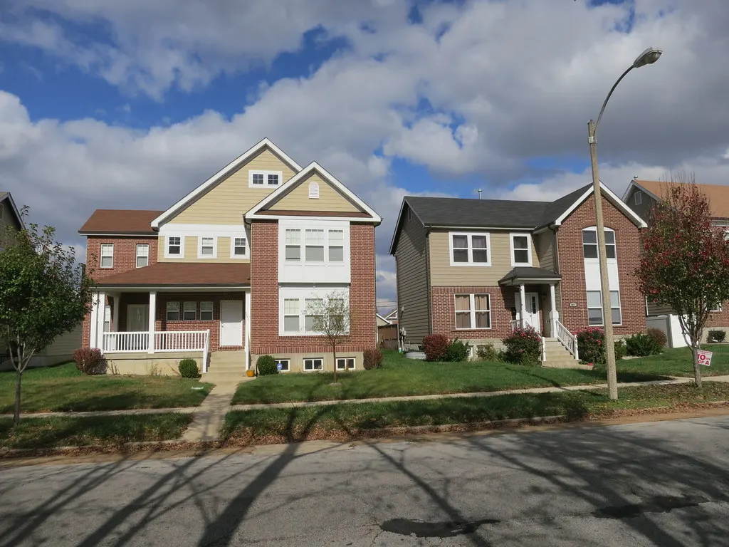 Row of suburban houses on a residential street